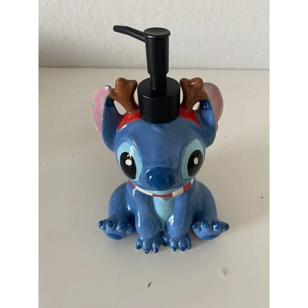 Disney Stitch With Antlers and Scarf Christmas Holiday Soap Lotion Dispenser NEW